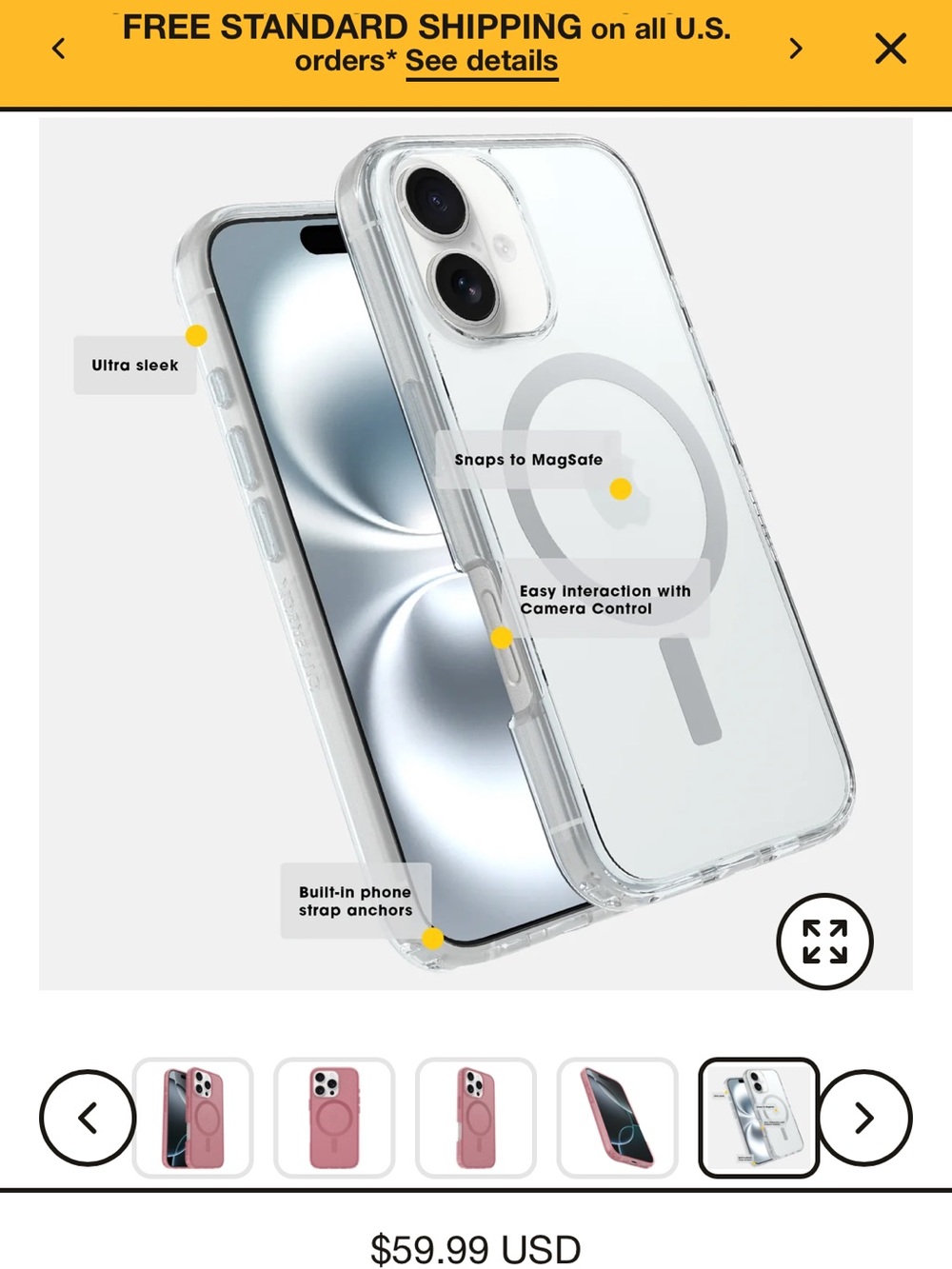OtterBox Symmetry Series Ultra-Slim Clear Case for iPhone 16 Pro - Clear